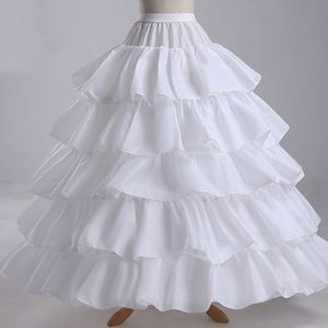 Nowe Kobiety 4 obręcze ślubne Petticoats do sukni Balowej Suknia Ślubna Ruffles Fabric Underskirt White Weddings Akcesoria Custom Made (Talia Rozmiar: 23-44 cal Długość: 42 cal)