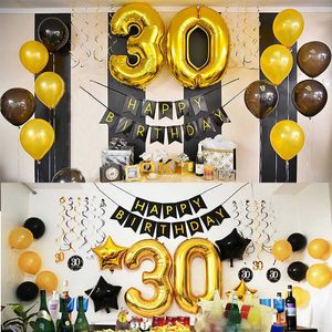 50 Decorazioni per feste di compleanno Per adulti 30 40 50 60 Anni Decor Banner felice Numero Palloncino Globos 50 Anniversario di matrimonio Y0730