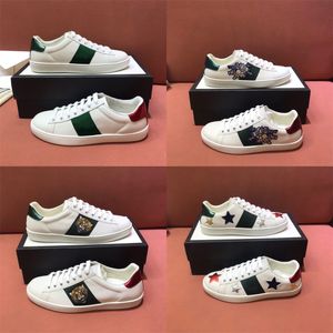 Designer casual Ace Sapatos Homens homens tênis Itália Snake Snake Tiger Chaussures Leather Trainers Borderyer Stripes Sneaker Sports Platform Luxury 35-48