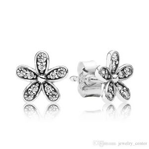 Echte, klare CZ-Diamant-Gänseblümchen-Ohrstecker, Originalverpackung für 925er-Sterlingsilber, kleine Blumen-Ohrringe für Damen und Mädchen