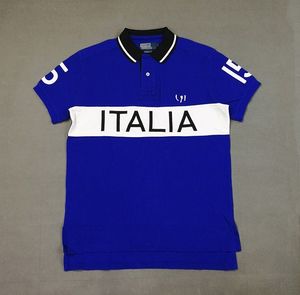Designer-Poloshirts passen in die Größe des hochwertigen italienischen ITALIA-Herren-Kurzarm-T-Shirts aus 100 % reiner Baumwolle mit Sticktechnologie-Baumwolle
