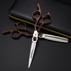 Tesouras de corte de cabelo japonês de alta qualidade VG-10 Handles de madeira Tesoura de cabeleireiro