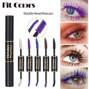 Dopasuj kolory podwójne głowice tusz do rzęs Wodoodporne szybkie suche rzęsy zwijania wydłużenia Curling Eye Mascara Makeup