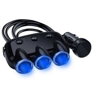 Yantu 12V 24V 120W Black Auto Car USB Car Cigarette Lighter Adapter Socket Splitter Converter 5V 3.1A car charger with Blue LED