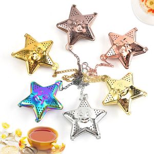 Star Shape Tea Infuser Chain Tea Strainer Rostfritt Stål Köksverktyg