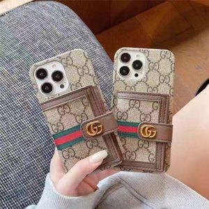 G-U-C-C-I Classic GG Buckle Card Bag Phone Cases Red and Green Striped Case With Box for iPhone 12 13 pro Max X XS11pro 8 7 Plus