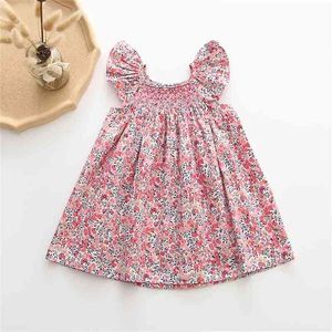 Baby Girls Dresses Ins European & America Toddler Kids Dress Brand Cotton Summer Linen Clothings Princess Clothes 210521