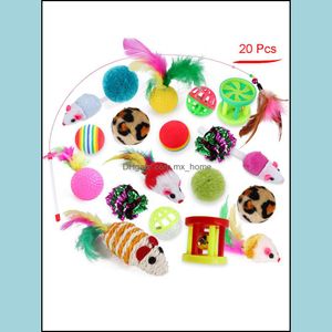 Cat Toys Supplies Pet Home & Garden Interactive Toy Crinkle Ball Colorf Feather Bell Wand Plush Mouse Kittens Sticks Accessories Jk2012Ph Dr