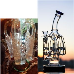 9.4inchs Big Glass Bong Hookahs Comb Perc Percolator Water Pipes Recycler Dab Rigs Cigarett Accessory Unika vattenbongar med 14 mm fog