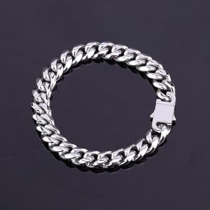 Charm Bracelets 2 Types Bottom 10mm Cuban Chain Link Silver Color Bracelet Hip Hop Rock Stainless Steel Miami Gifts For Men Women