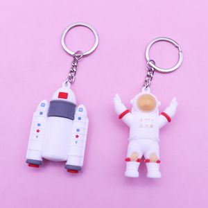 Mode stereo söt astronaut nyckelring nyckel ring rocketl nyckelchain tecknad mobiltelefon väska roligt hänge