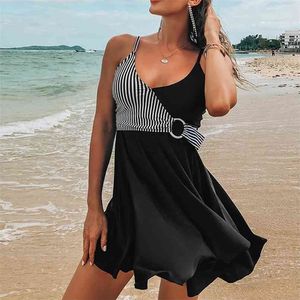 Plus Size Women Swimsuit Tankini Set Shorts Swim Wear Summer Beach Vintage Two Piece Swimwear Female Bathing Suit 210630