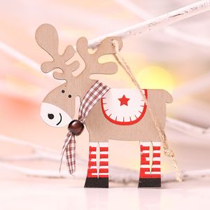2021 New Christmas Wooden Elk Pendant Christmas-Tree Ornaments Decorations Colored Fawn