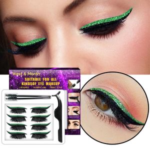 7 Colors Reusable Eyeliner And Eyelashes Stickers 2 in 1 Waterproof Self Adhesive Eyelid Strip Eye Lash Makeup Tools Cosmetic