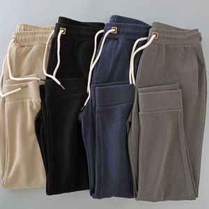 Pantaloni da uomo Uomo e donna autunno inverno 100% cotone tinta unita pantaloni casual in maglia pesante pantaloni sportivi con coulisse sciolti retro afflitti Z230728