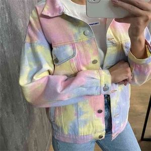 spring and autumn love hug the same clothes rainbow color tie-dye jacket men women 210922