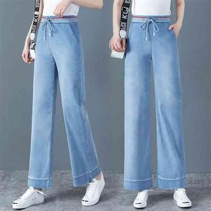 WYWAN Pantaloni jeans dritti a vita alta vintage per donna Streetwear Bottoni in denim femminile Cerniera da donna 210629