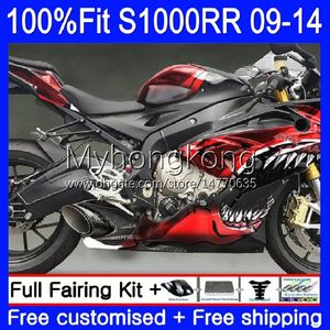 Fairings de molde de injeção para BMW S 1000RR S1000-RR S1000RR 09 10 11 12 13 14 Bodywork 1no.0 1000 RR S1000 RR 2009 2010 2012 2013 2014 OEM Bodys Kit Tubarão Vermelho Vermelho