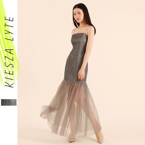 Women Celebrity Evening Party Dress Luxury Sexy Chain Patchwork Mesh Spaghetti Strap Bodycon Club Runway Vestidos 210608