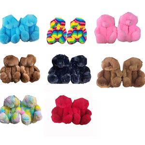 Wholesale cute pink shoes women resale online - Plush Bear House Slippers Brown Women Home Indoor Soft Anti slip Faux Fur Cute Fluffy Pink Winter Warm Shoes YFA3240
