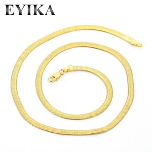Kettingen Eyika Hoge Kwaliteit Koper Dames Snake Collier Gold Silve Kleur Platte Herringbone Link Choker Voor Meisjes Minimalistische Sieraden