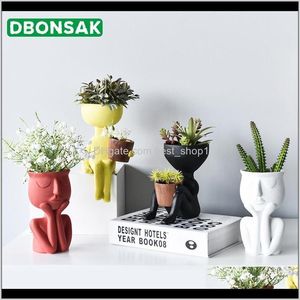 Toplantiçler tencere malzemeleri veranda, çim bahçe damla teslimat 2021 karakter portre reçine succulents bitki soyut insan yüzü saksı ev