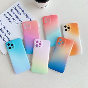 Gradient Rainbow Glossy Candy Color Soft TPU Handyhüllen Kameraschutz für iPhone 13 12 11 Pro Max XR XS X 8 7 Plus SE2 Science-Fiction-Stil Cover Case