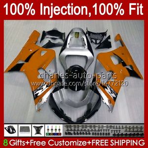 Injektionsformmissioner för SUZUKI GSXR600 GSXR750 600CC 750cc K1 01 02 03 37NO.110 GSXR-750 GSXR 600 750 CC GSXR-600 2001 2002 2003 Ny Orange GSX-R750 01-03 OEM-kropp