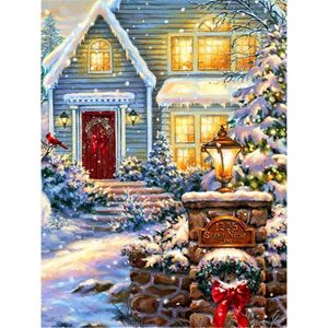 絵画gatyztoryクリスマスツリーハウスDIY絵画別の塗装油アートワークキャンバスぬりえギフト