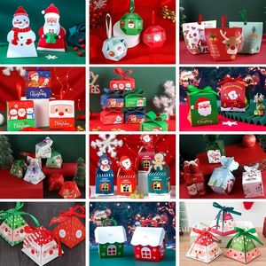 Noel Şeker Kutusu DIY Kağıt Hediye Kutuları Noel Sunarlar Parti Şekeri Dekorasyon Ambalaj Çikolatalı Çerez Kutusu ZC551