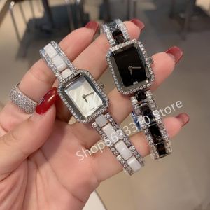 Famous brand boyfriend ceramic watch zircon Quartz wristwatch Female Premiere Clock Fashion Mini rectangle lady watches