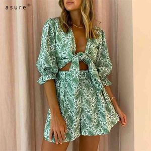 Two Piece Set Women Office Tracksuit Sexy Outfit Summer Luxury Designer Clothing Crop Top Shorts 2 Piece Sets 629838 210712