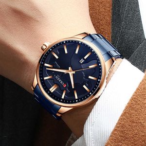 Curren Yaratıcı Tasarım Dial Kuvars İzle Paslanmaz Çelik Saat Erkek Iş erkek Izle Tarihi Moda Hediye Ile Reloj Hombres 210527