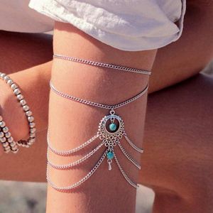 Link Chain Boho Retro Long Tassel Arm Armband för kvinnor Geometriska ihåliga Bangle smycken Kvinnliga charms manschettkropp