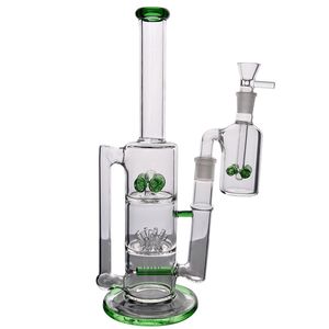 14.5 inchs Hookahs 14mm Ash Catcher Glass Water Bongs Wax Glasses bubbler Recycler Dab Rigs Smoking Pipe Showerhead Diffuser