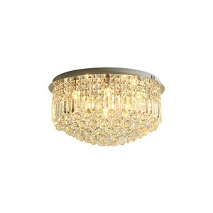 Luxury round chandelier light crystal flush mount ceiling lamp for living room bedroom decor