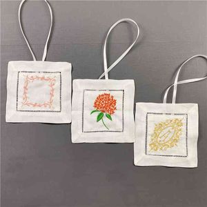 Set of 50 Fashion 6x6-inch Home Decor /Home Fragrances / White Linen Sachet Bags Can Collection Bridal Handkerchiefs