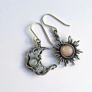 Charm-Designer-Ohrringe, Luxusschmuck, Boho-Stil, Sonne, Mond, europäische und amerikanische Mode, asymmetrischer Mondstein-Ohrring