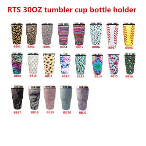 Neoprene Drinkware Water Bottle Sleeve For 30oz Tumbler Cup Leopard Rainbow Sunflower Mermaid Printing294J