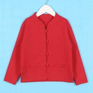 Chinesischer Stil Baby Jungen Mädchen Jahr Tang Anzug Strickjacke Mantel Kinder Kleidung Langarm Gestrickte Kinder 210521