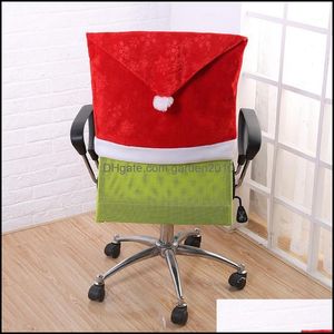 Chair Ers Sashes Home Textiles Garden Christmas Er Dinner Table Red Santa Claus Hat Back Decoration Party Decor Supplies Drop Delivery