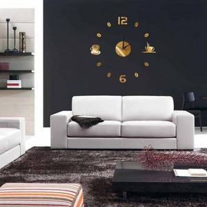 Zegary ścienne Pokój Dekoracyjny Kawa 3D Clock Crystal Akrylowe Lustro Wycisz