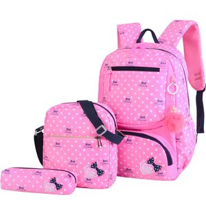 バックパックの女の子のファッション子供の高品質防水スクールバッグ子供3ピースセットプリントSchoolbag Mochila Infantil