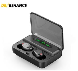 F9 5 Bezprzewodowy Bluetooth 5.0 Słuchawki Niewidzialne Earbuds Stereo Watch LED Reaskujący Hałas Gaming Słuchawki