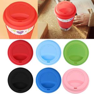 Сплошной цвет силиконовой чашки крышки 9,5 см против пыли разливов Разнообразные универсальные бытовые кофе молочные чашки уплотнительные крышки