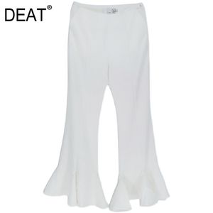 mulheres roupas de verão cintura alta incendiar bottoms zíperes plissado completos calças brancas calças femininas WP91800L 210421