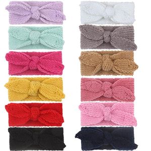 Varm stickning ull vinter huvudband toddler hårband hoop söta kanin öron huvudbonad headwrap baby turban