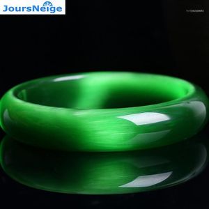Genuine Bright Green Natural Cat Eye Stone Crystal Bangles Women Lucky Gift Help Marriage Bracelet Jewelry JoursNeige1