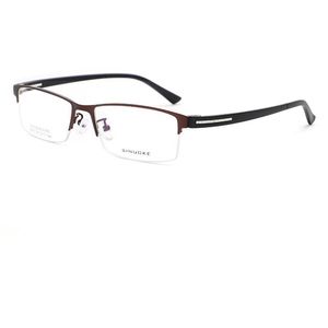 Fashion Solglasögon Ramar Steel Plate Spectacle Frame Mäns Business Light och Tough Half Rim Eyeglasses Ladies Retro Modig Myopia Eye