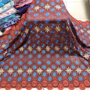 5ヤード/ロットトップセールワインアフリカの綿織物青い刺繍マッチクリスタルスイスのボイルドライレースPL11591